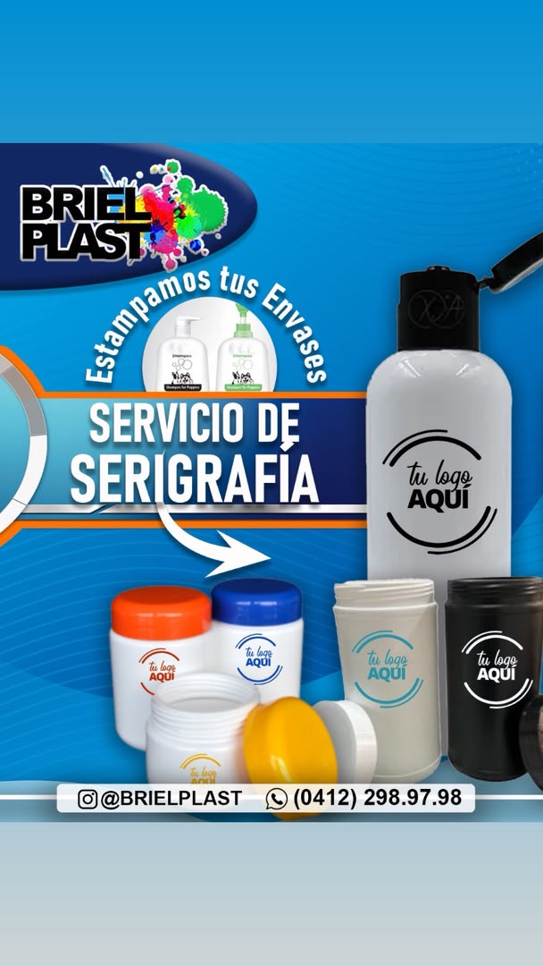 Servicio de serigrafía para envases de shampoo, cremas y cosméticos
